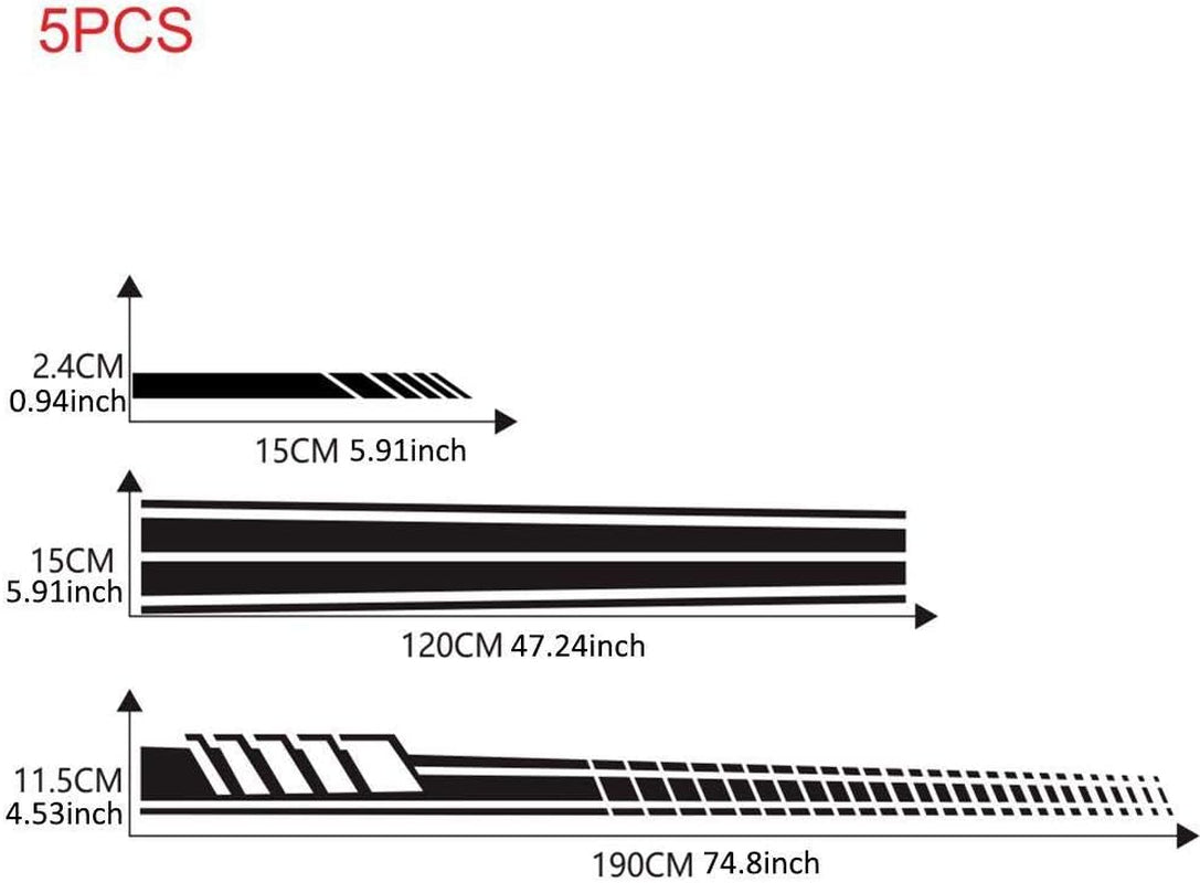 5 Pieces Vinyl Car Side Sticker Long Stripe Auto Body Racing Sports Decals Universal Car Truck DIY Decal Stripe Vinyl Stickers Decoration