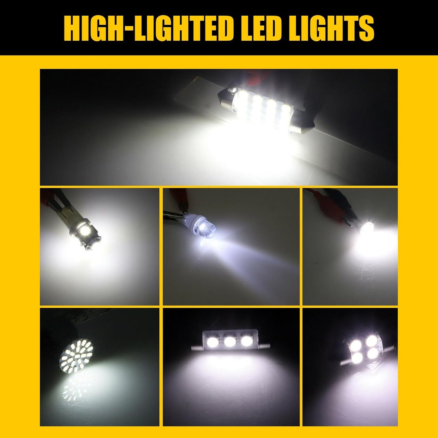 42 PCS Car T10 31Mm 36Mm 41Mm LED Interior Lights Kit, Width Indicator Light Double Pointed Reading Light License Plate Light, Universal Non-Destructive Installation Bulbs for Car (White)