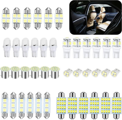 42 PCS Car T10 31Mm 36Mm 41Mm LED Interior Lights Kit, Width Indicator Light Double Pointed Reading Light License Plate Light, Universal Non-Destructive Installation Bulbs for Car (White)