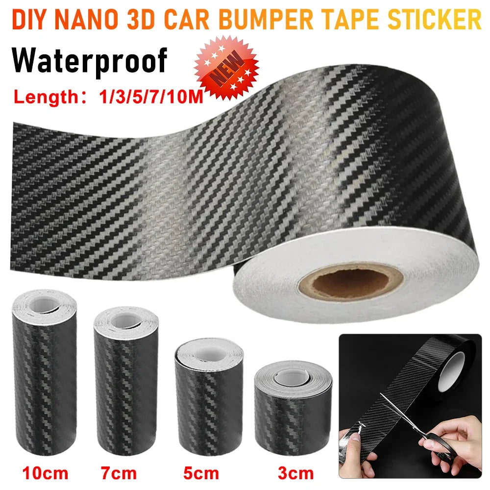 Carbon Fiber Tape Stickers on Car 3D Nano Black Car Door Edge Guards Side Waterproof Decorative Adhesive Protector Film Tape