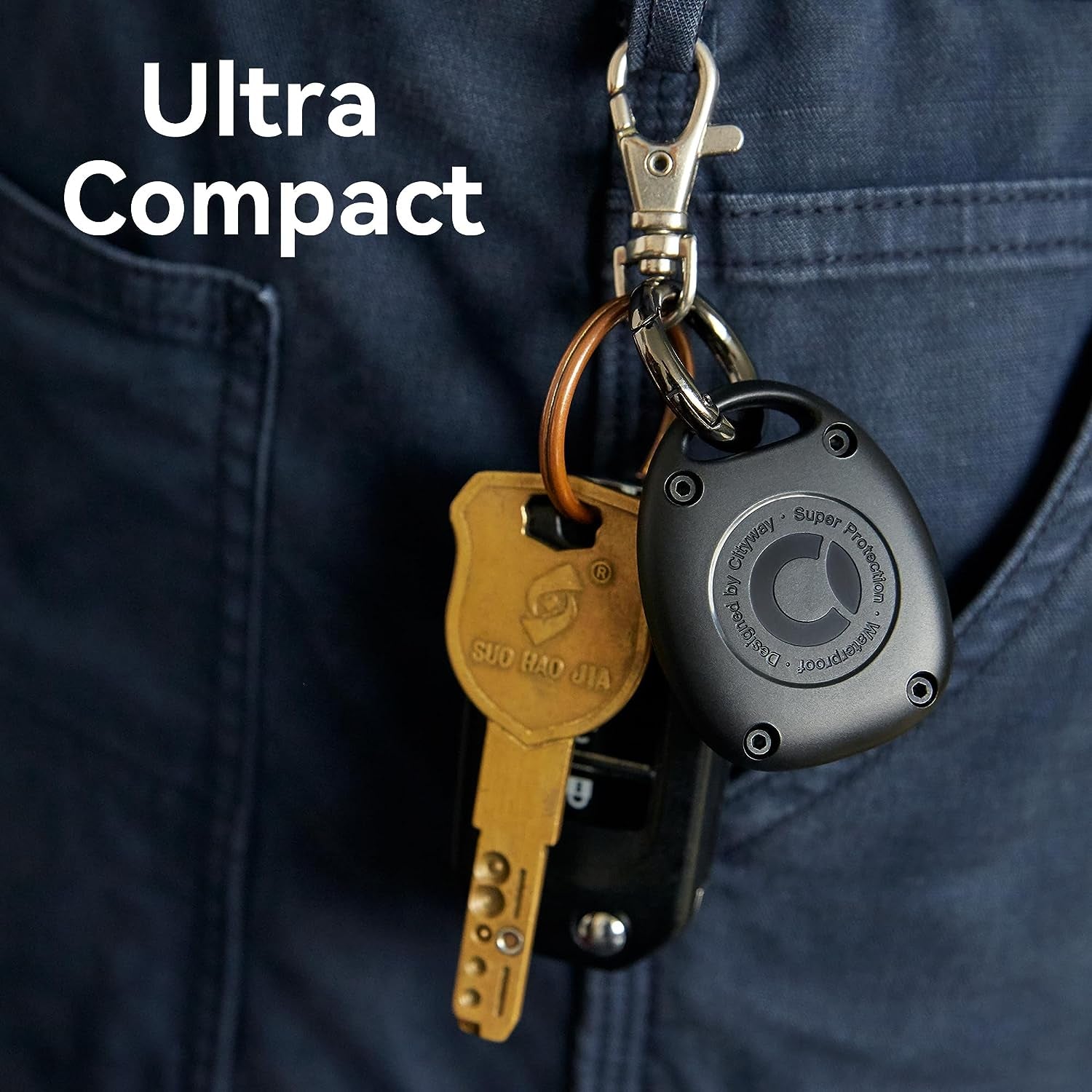 (4 Pack) for Airtag Keychain Holder Case | IPX8 Waterproof, Ultra-Compact | Portable Air Tag Holder Cover for Backpack, Keys, Luggage - 2 Black/2 Blue