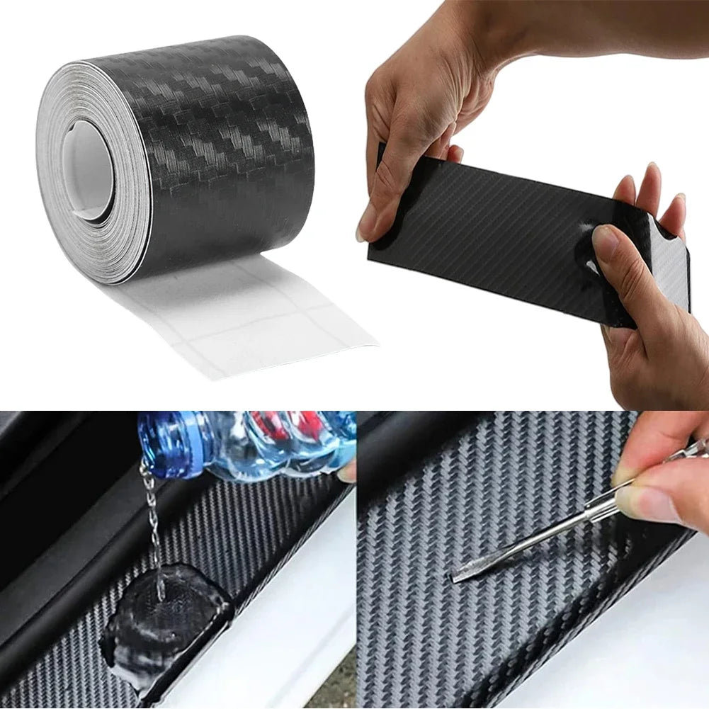 Carbon Fiber Tape Stickers on Car 3D Nano Black Car Door Edge Guards Side Waterproof Decorative Adhesive Protector Film Tape