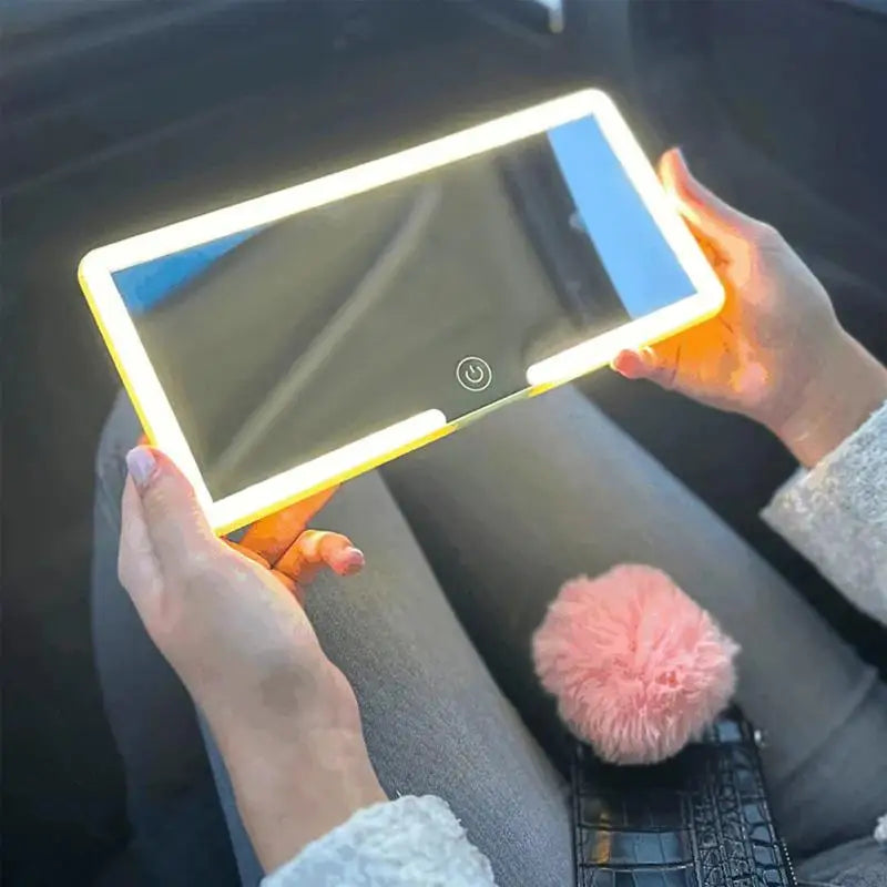 LED Car Sun Visor Vanity Mirror Car Vanity Mirror with 3 Light Modes& 60 Leds Rechargeable Cosmetic Mirror Makeup Mirror for Car