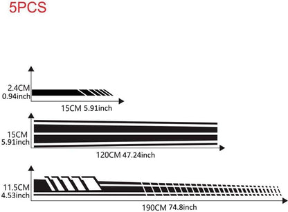 5 Pieces Vinyl Car Side Sticker Long Stripe Auto Body Racing Sports Decals Universal Car Truck DIY Decal Stripe Vinyl Stickers Decoration