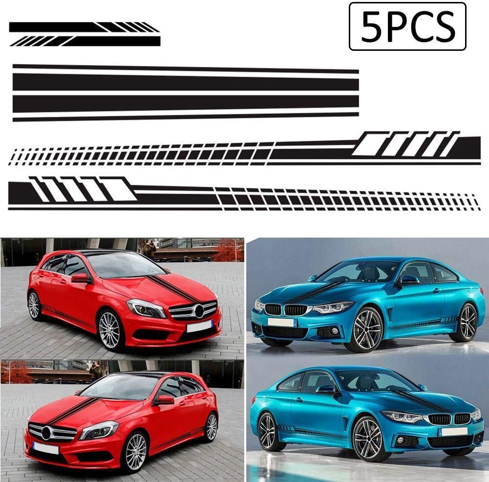 5 Pieces Vinyl Car Side Sticker Long Stripe Auto Body Racing Sports Decals Universal Car Truck DIY Decal Stripe Vinyl Stickers Decoration