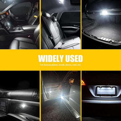 42 PCS Car T10 31Mm 36Mm 41Mm LED Interior Lights Kit, Width Indicator Light Double Pointed Reading Light License Plate Light, Universal Non-Destructive Installation Bulbs for Car (White)
