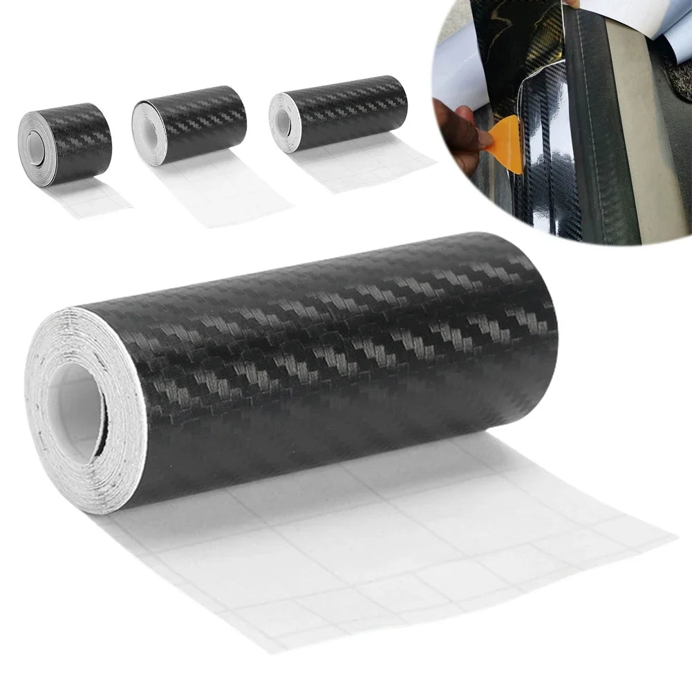 Carbon Fiber Tape Stickers on Car 3D Nano Black Car Door Edge Guards Side Waterproof Decorative Adhesive Protector Film Tape